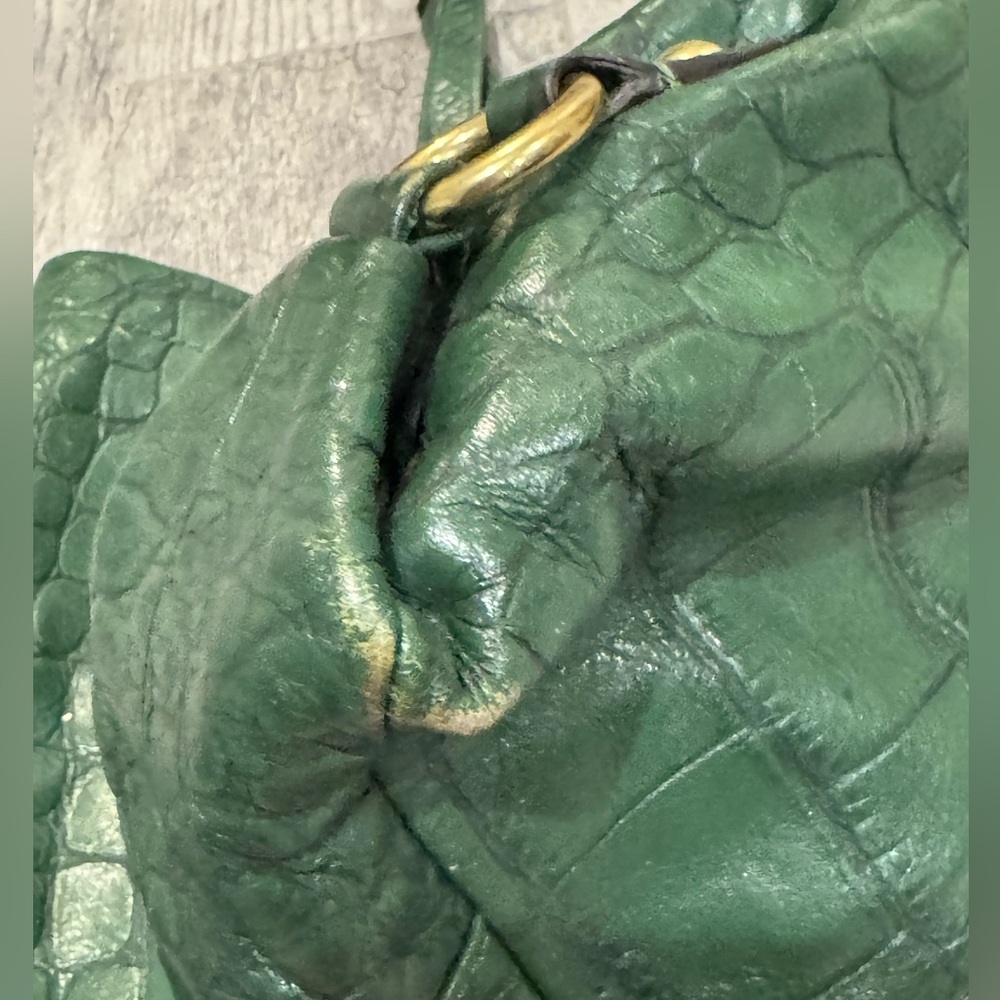 Coach Ashley green croc embossed leather satchel handbag - Picture 4 of 9